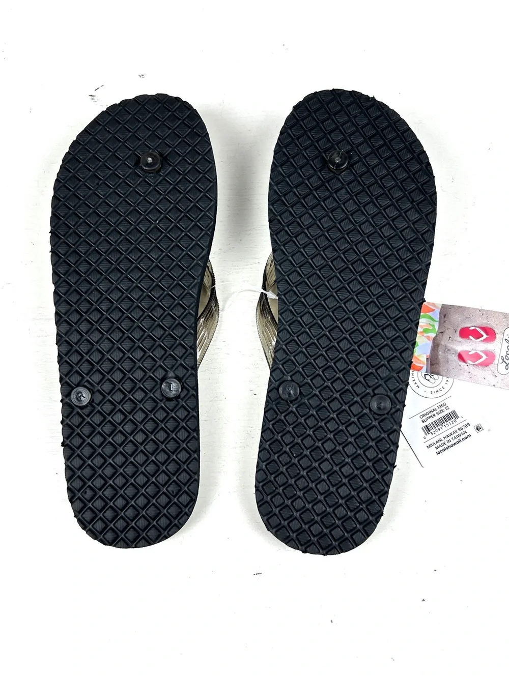 Locals Original 1350 Flip Flops Hawaiian Sandals Size 12 Black NWT